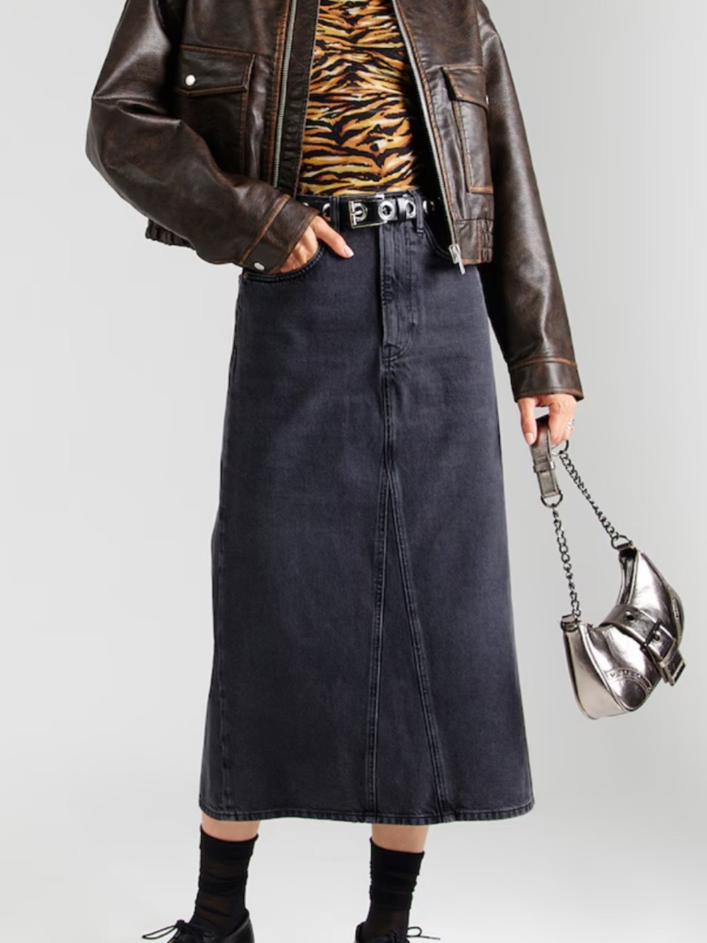 & Other Stories Black Denim Skirt